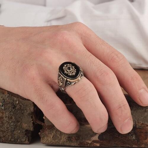 925 Sterling Silver Men Ring with onyx Stone