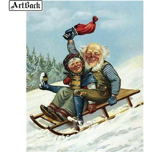 5d diamond painting old couple picture full square / round resin snow diamond mosaic 3d diamond embroidery kit