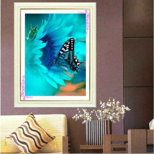 Diamond Embroidery Diy Diamond Painting Cross Stitch Kits Diamond Mosaic Blue flower and butterflie Full Square Diamond AD108