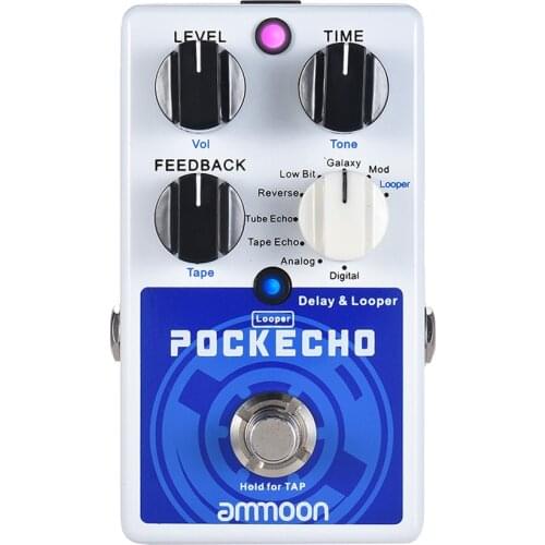 Ammoon POCKECHO Delay & Looper Guitar Effect Pedal 8 Delay Effects Max. 300s Loop Time