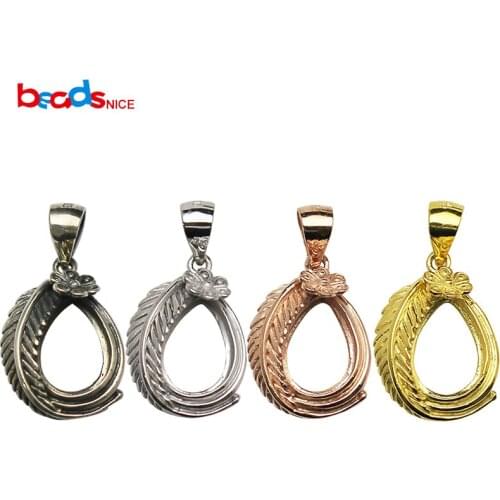 Beadsnice Vintage Pendant Blanks Base Cabochon Opening Tray Leaf Engraved Wholesale Vogue Jewelry Settings Thai Silver Handmade