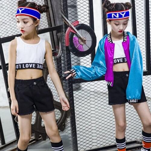 Kids Hip Hop Clothing Dance Costume for Girls Fashion Jacket Crop Tops Jogger Short Pants Ballroom Dancing Clothes Streetwear