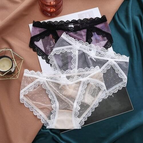 French Sexy Panties Fashion Hollow Out Comfortable Briefs Low Waist Seamless Underpants Sexy Bow Panties Female Lingerie