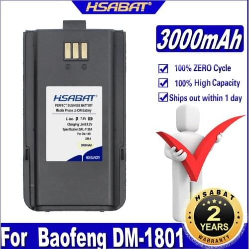 HSABAT DM-1801 3000mAh Battery for Baofeng DM-1801 Walkie Talkie DM1801 Radio Batteries