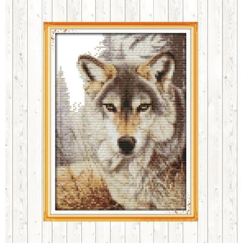 Joy Sunday Chinese Cross Stitch Wolf Pattern 14CT 11CT Printed Canvas for Embroidery Kit DMC DIY Counted Cross Stitch Needlework