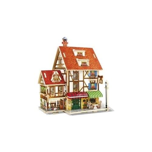 Quality France Cafe Model Building Kits 3D Architecture Wooden Puzzle for Adults Kids
