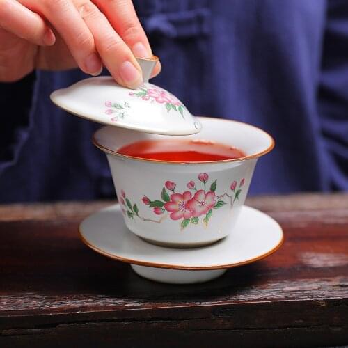 Chinese Traditions Gai Wan Ceramic Tea Sets PorcelainTeaware Tureen Sancai Tea Bowl Tea Cup and Tea Lid Set