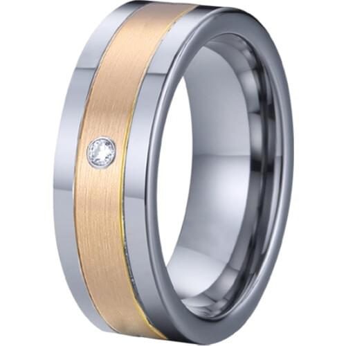 Custom fashionable Designer real 14k gold inlaid tungsten rings alliance love custom jewelry finger ring