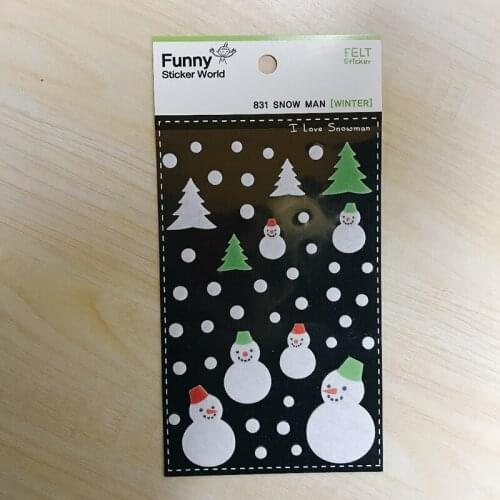 Korea Funny Scrapbooking Non-woven Fabrics Sticker Snow Man Stationery DIY Craft Decoration Home Supplies Suatelier Stickers