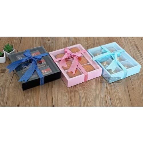 24*20*5cm Black Paper Boxes with PVC Clear window, Cookie candy Storage Boxes gift Packaging Wedding Christmas Use 100pcs/lot