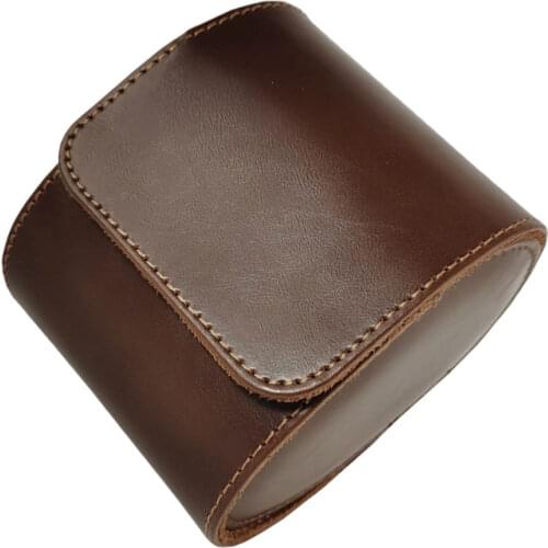 1pc Single-slot Portable Watch Box Retro Watch Organizer Leather Watch Holder