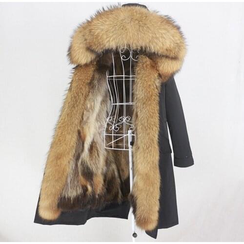MENINA BONITA X-long Waterproof Parka Winter Jacket Women Real Fur Coat Natural Raccoon Fur Hood Fox Fur Detachable Streetwear