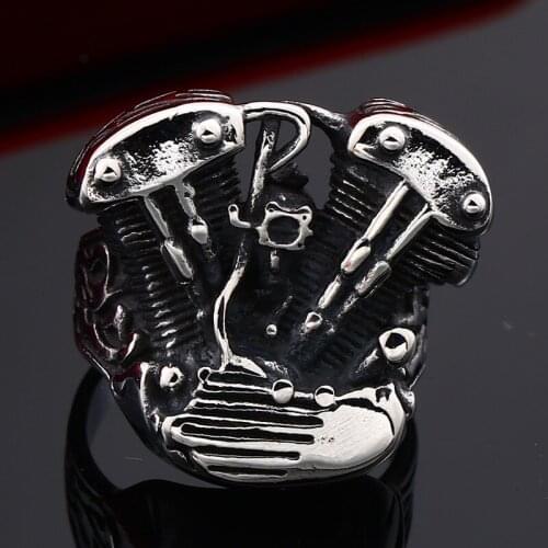 Stainless Steel Biker Engine Ring Mens Motorcycle Biker Engine Band Party Rings