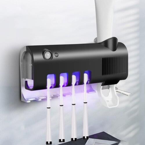 Solar Powered Toothbrush Sterilizer Wall Mounted Toothpaste Holder Storage Rack