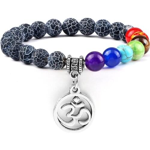 Natural Lava Stone Beaded Prayer Bracelet 7 Chakras Healing Balance Charm Bracelets&Bangles Tiger Eye Orm For Women/Men Jewelry