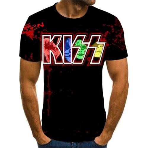2020 new Kiss color letter simple shirt T-shirt rock band cartoon T-shirt short sleeve round neck trend versatile top s-6xl