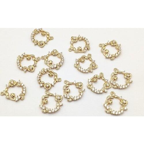 New Arrival! 17x17mm 50pcs Cubic Zirconia Round charm for Necklace/Handmade Earring DIY Parts,Jewelry Accessories Findings