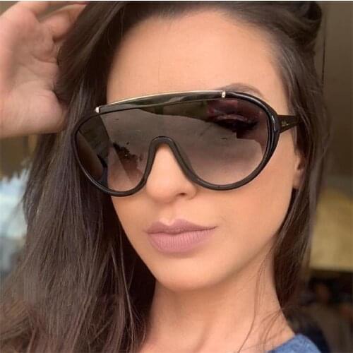 Oversized Sexy Sunglasses For Women Black Plastic One Lens Sun Glasses Vintage Large Eyewear UV400 Outdoor Summer Fashion Shades
