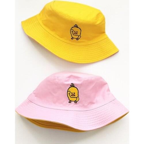 New fashion women casual cotton cute duck emrboidery bucket hat Ladies men student fisherman hat Panama gorros