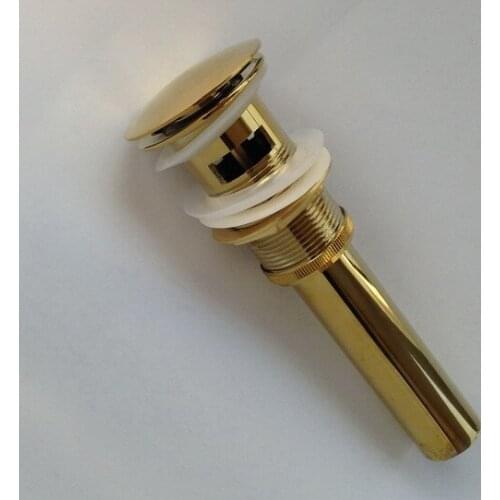Polished Gold Color Brass Large Round Cap Pop Up Bathroom Sink Basin Waste / Drain With Overflow Bathroom Accessory msd039