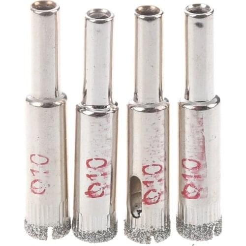 Promotion! 4 Pcs 10mm Dia Diamond Coated Drill Bit Marble Tile Glass Hole Saw Cutting Tool