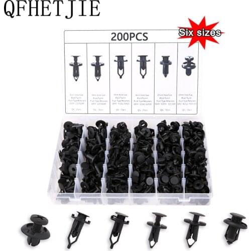 200pcs Universal Fastener Clip 6 Hybrid Clips Car Fastener Door Trim Car Bumper Rivet Safety Belt Box