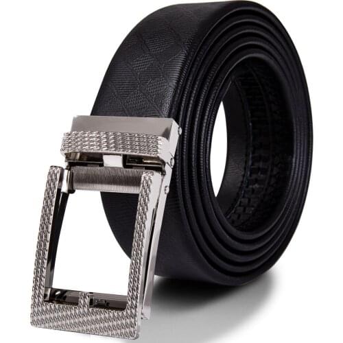 BK-2100 Barry.Wang 160cm Automatic Buckle Men Genuine Leather Belt Alloy Buckle Cowhide Belt For Men Extra Long Business Party