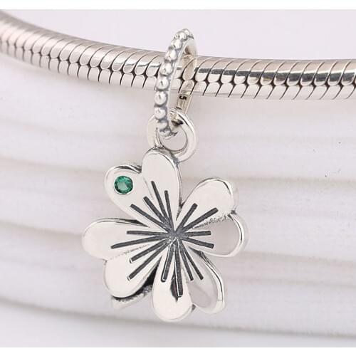 S925 Pendant DIY Jewelry Four-leaf Petals Clover Dangle Charm fit Lady Bracelet Bangle