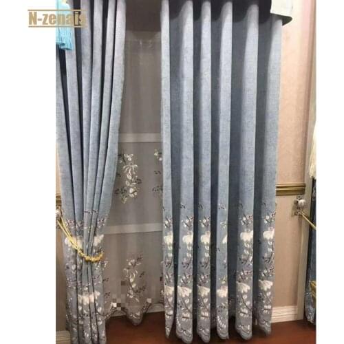 New European Style Chenille Suede Embroidered Curtains for Bedroom and Living Room Villa Shading Curtain Cortina Cocina