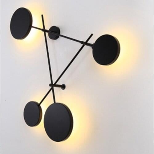 Modern Nordic Round Wall Lamps Bedroom Bedside Lamp Led Wall Sconce Light Fixtures Black Iron Luminaire Indoor Loft Home Decor