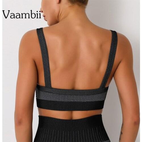 Low Back Sports Bra Women Backless Top Ribbed Sport Gym Bralette Black Underwear Female Bra Without Bones Seamless Sportswear