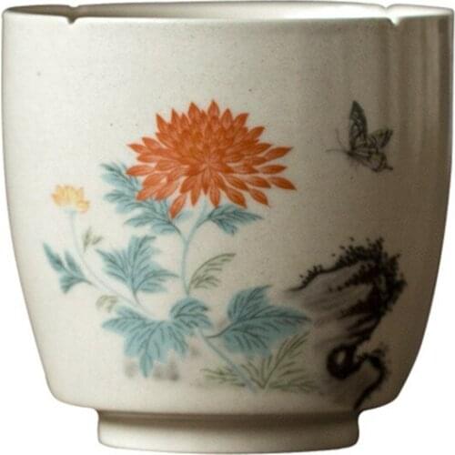 Antique Handmade Tea Cup Plant Grey Glaze Tea Master Cup Household Small Tea Bowl Single Cup