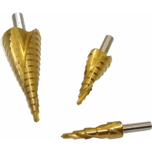 3 Piece Hss Step Cone Drill Titanium Bit Set Hole Cutter 4-12mm 4-20mm 4-32mm Triangle Shank Industrial Metal Cone Drill Bits