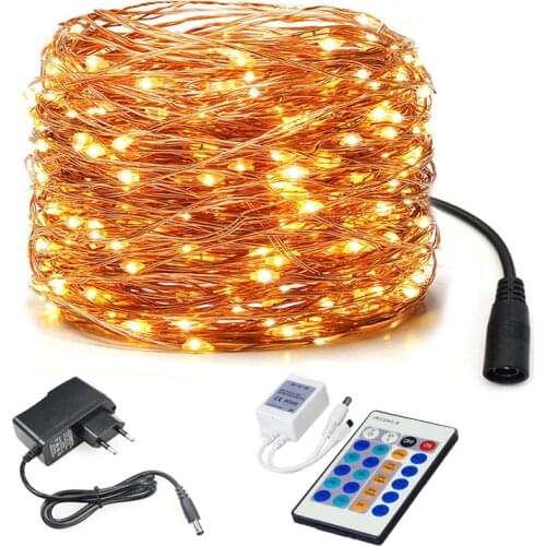 LED Fairy Lights DC12V Copper wire Christmas Garlands LED String Light with Power and Remote control for Holiday Wedding Party