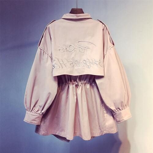 2019 New Spring Long Sleeve Pink Medium Trench Coat Women Overcoat Casual Outerwear Autumn Female Coat Windbreaker Top R56