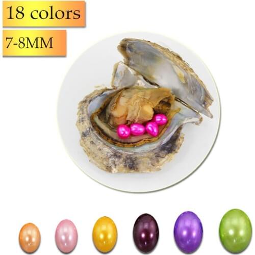 Vacuum Packed Pearl Oyster 2017 Wholesale AAA Grade 7-8 mm Rice Akoya Oyster Pearls with Single Pearl 20 Colored Pearls ABH637