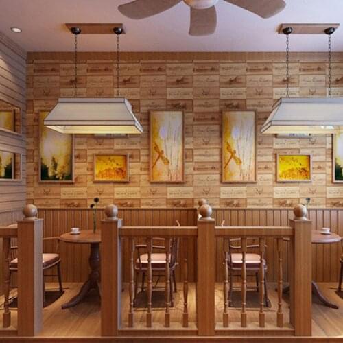 Vintage American Oak Wallpaper Waterproof PVC Vinyl Tile Wall Paper for KTV Hotel Bathroom Background Wall Papel De Parede