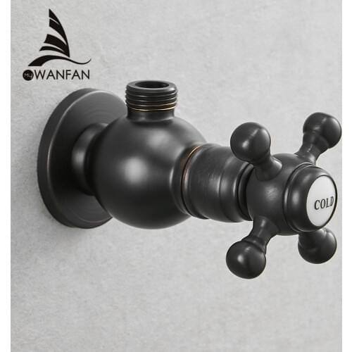 Faucet Replacement Parts 1/2" x 1/2" Luxury Black Brass Bathroom Angle Valve Water Stop Toilet Filling Triangle Valves 811625