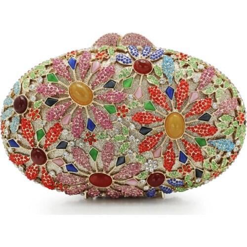 Lady Colorful Crystal Evening Bag For Wedding Party Purses Handbags Fashion Large Cocktail Lady Chain Messenger Chain Handbag