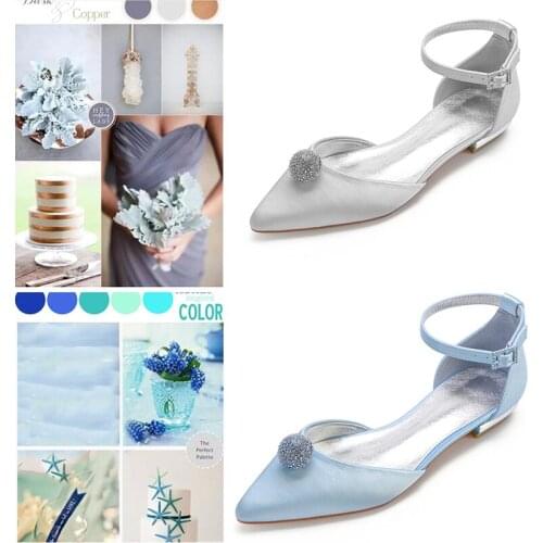 MarHermoso Womens Flats Satin Pointed Toe Wedding Shoes Ankle Strap Casual Low Heel Shoes Fashion Evening Party Flats White