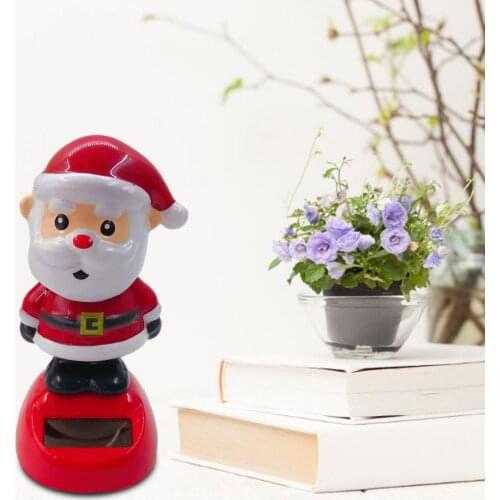 1Pcs Creative Christmas Theme Style Snowman Elk Shaking Head Doll Solar Toys Cartoon Swing Car Decoration Toy