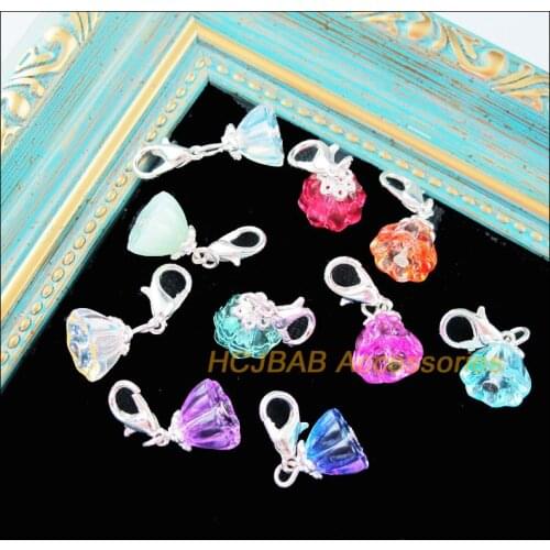 10 New Lotus Seedpod With Clasps Charms Silver Plated Leaves Bail Mixed 10x13mm