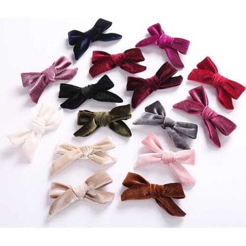 10pcs Hair Accessories Kids Velvet Hair Bows For Girls Solid Knot Hair Clips Baby Mini Hairpins Handmade Barrettes Headwear
