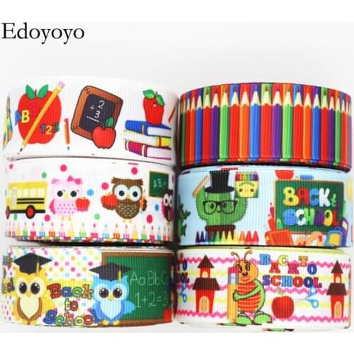 10 Yards 1'' (25MM) Back To School Printed Grosgrain Ribbons For Hair Bows/ Gift Packaging DIY Handmade Materials Y19071601