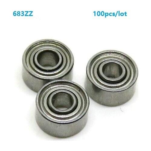 100pcs/lot 683ZZ 683 ZZ 3x7x3mm deep groove ball bearings Miniature mini bearing metal shielded 3*7*3mm