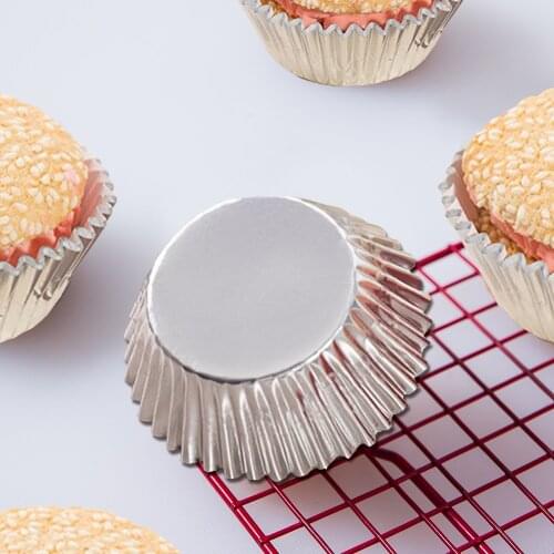 100 Pcs Thick Aluminum Paper Cup PVC Cake Paper Baking Paper Cup for Kitchen DIY Cake Baking Tools