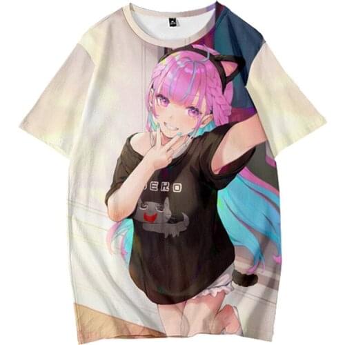 2021 3D Print VTuber Ookami Mio t-shirt in male/female summer short sleeve o-neck high quality Hip hop high street youth Tops