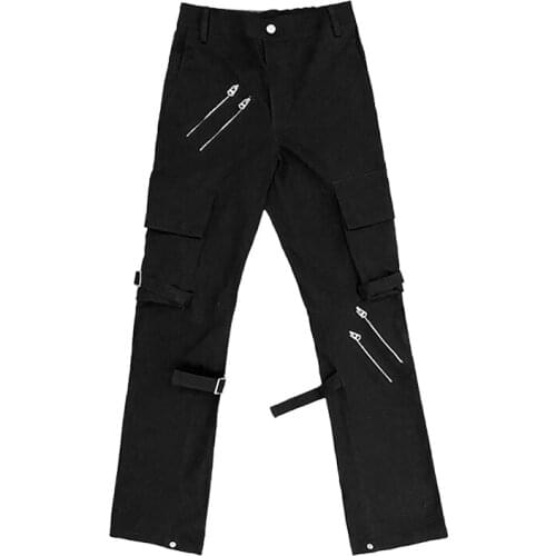2021 Men Women Hair Stylist Original Strap Multi Pocket straight overalls zipper decorative Pants plus size costumes 27-46