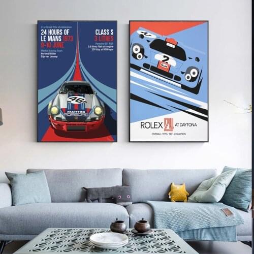 24 Hours Of Le Mans 1973 On Canvas Print Nordic Poster Wall Art Picture For Living Noom Home Decoration Frameless