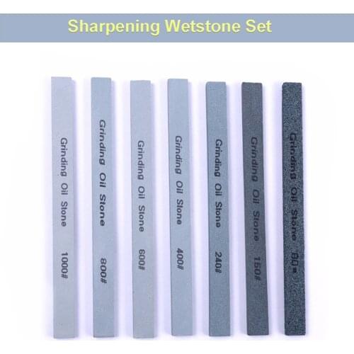 7Pcs/set 80# 150# 240# 400# 600# 800# 1000# Grit Grindstone Knife Sharpener Sharpening Stone Green Silicone Carbide Oil stone